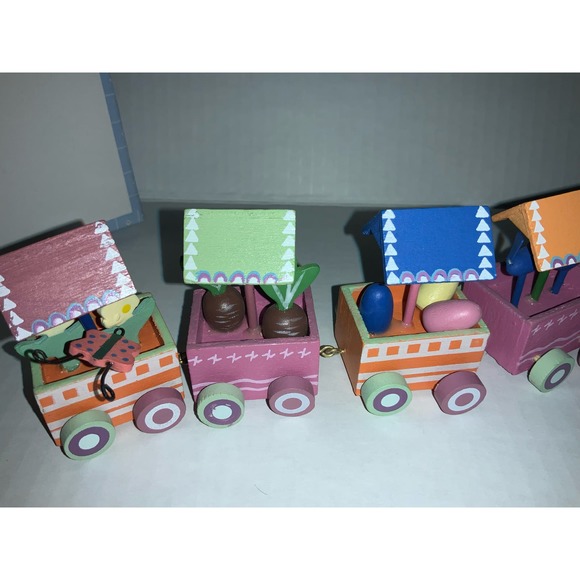 Vintage Cottontale Collection 7 PC Wooden Easter Train Set in box. - Picture 4 of 7